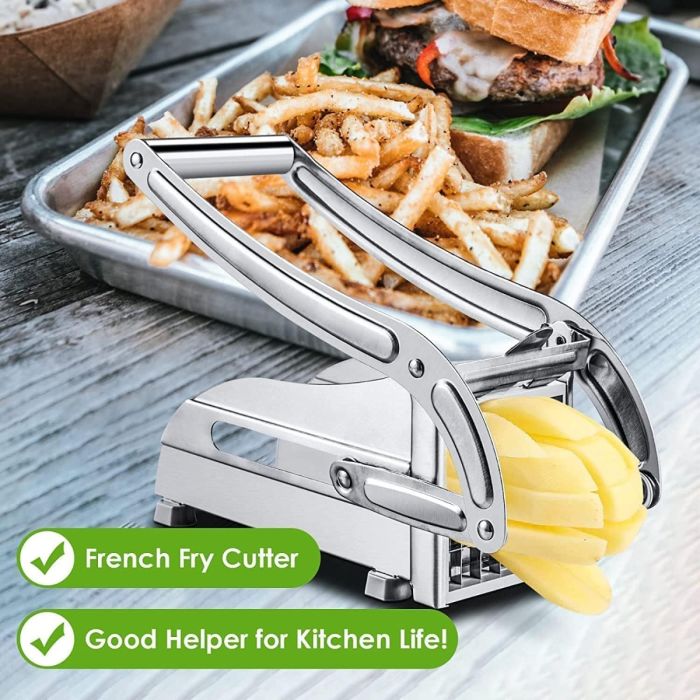 Stainless Steel French Fry Cutter with 2 Interchangeable Blades