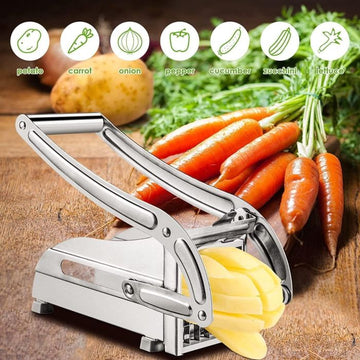 Stainless Steel French Fry Cutter with 2 Interchangeable Blades